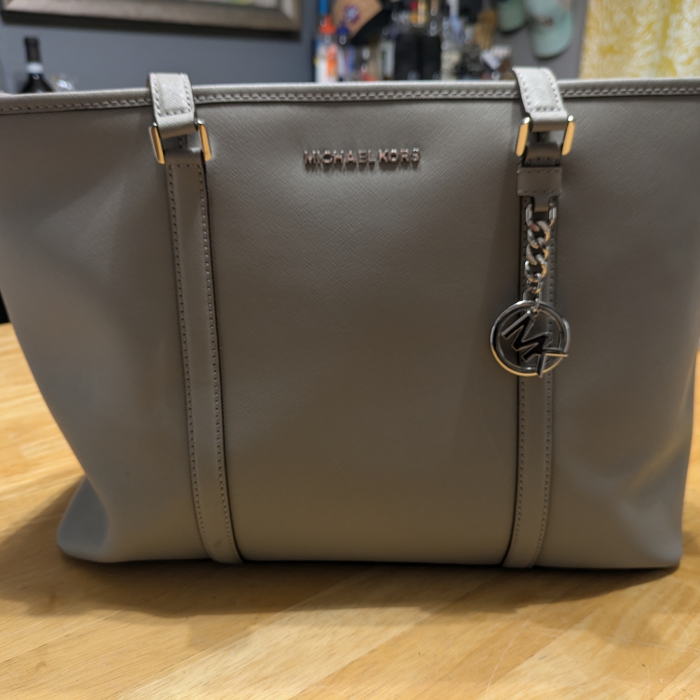 Michael Kors Light Gray Laptop Tote Bag